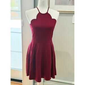 Charlotte Russe Burgundy Halter Skater Dress Medium